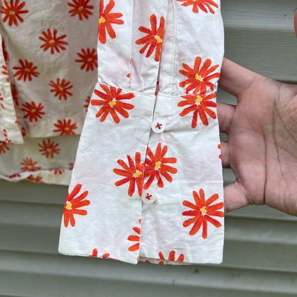 Anthropologie Maeve White and Orange Floral Top - Picture 3 of 7